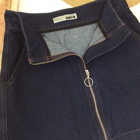 Topshop Moto Full Zip Denim Mini Skirt - Picture 12 of 16